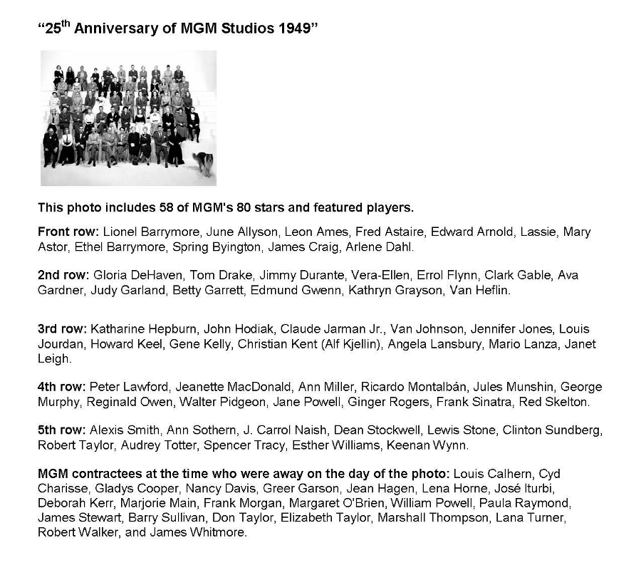 Hollywood Historic Photos - MGM Stars 25th Anniversary 1949 (Stars Guide)